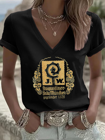 Kurzarm-T-Shirt für Damen Bier liebhaber