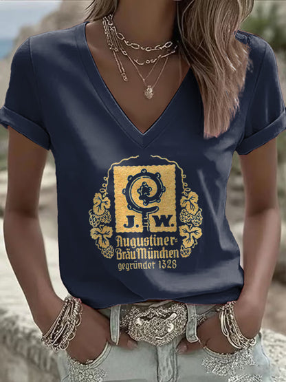 Kurzarm-T-Shirt für Damen Bier liebhaber