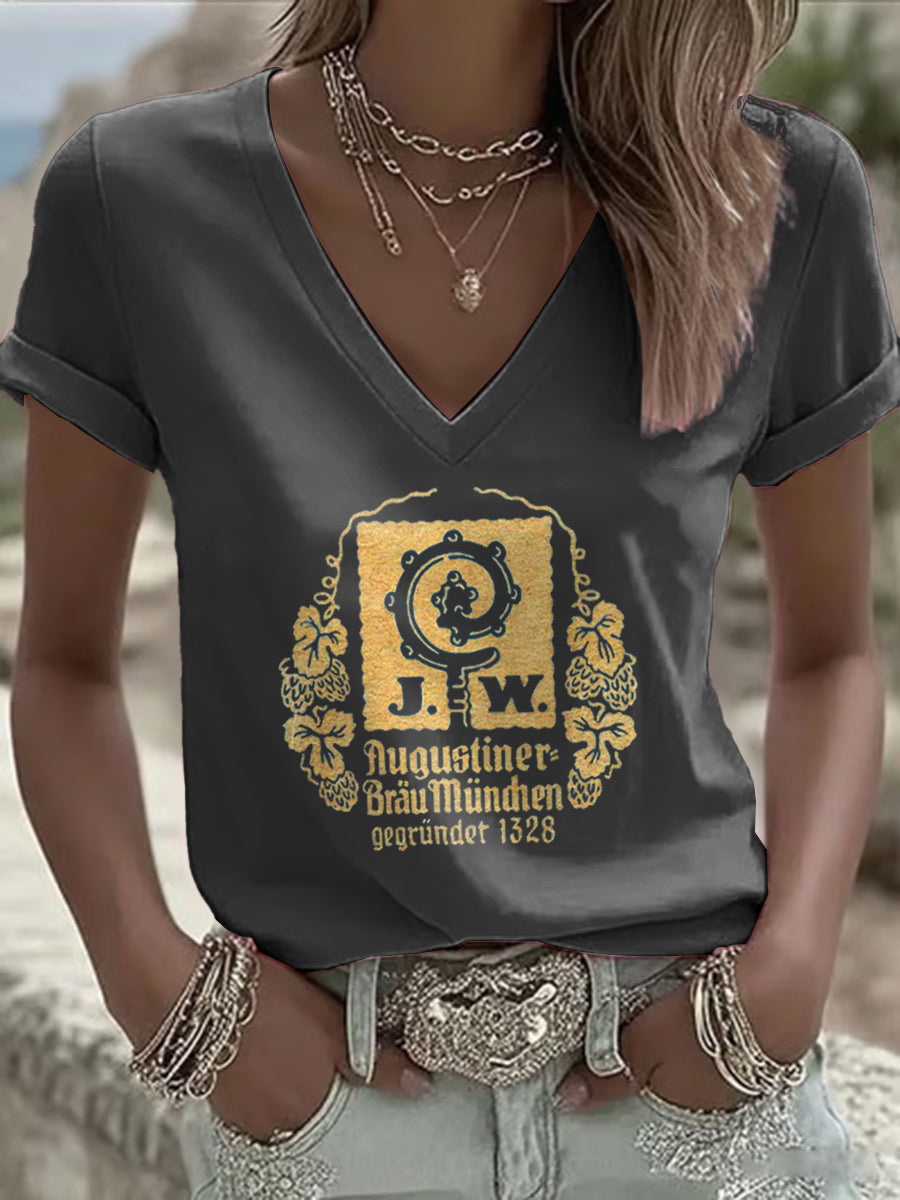 Kurzarm-T-Shirt für Damen Bier liebhaber