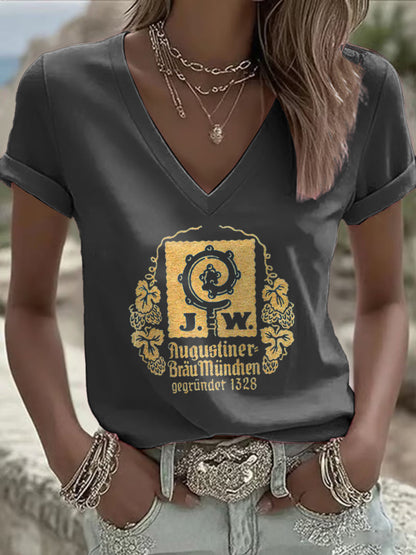 Kurzarm-T-Shirt für Damen Bier liebhaber