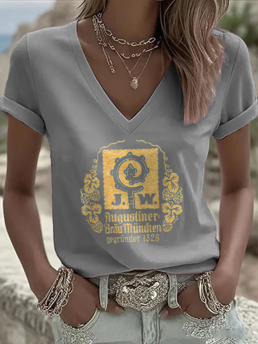 Kurzarm-T-Shirt für Damen Bier liebhaber