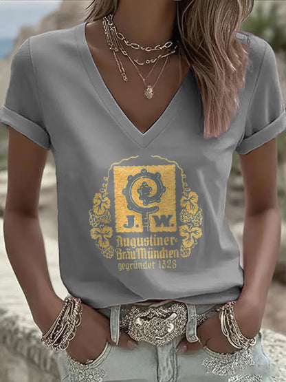 Kurzarm-T-Shirt für Damen Bier liebhaber