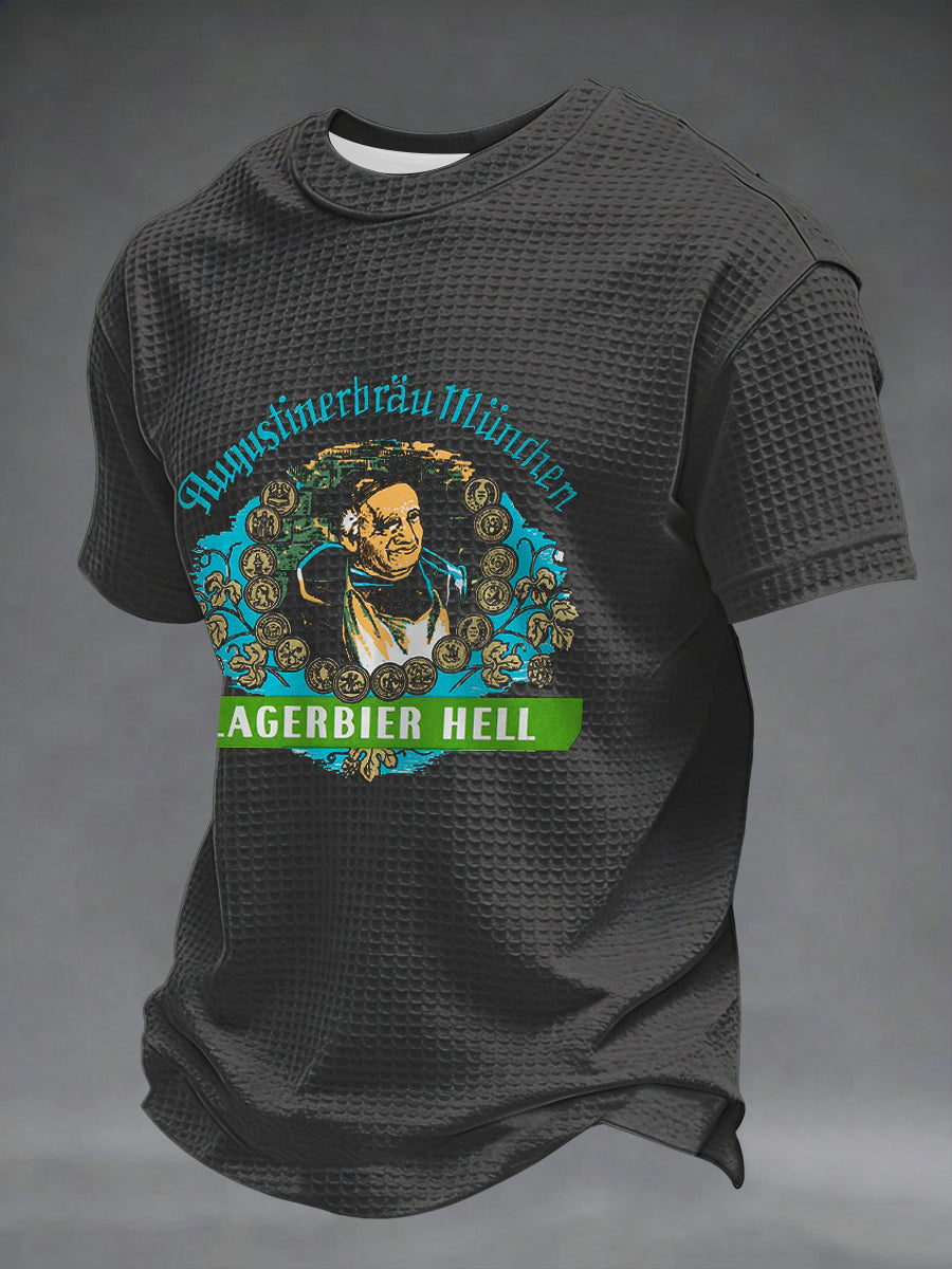 Herren-Bierliebhaber-Waffel-Shortsleeve-T-Shirt