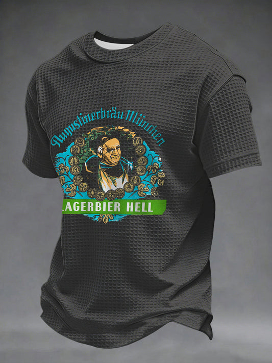 Herren-Bierliebhaber-Waffel-Shortsleeve-T-Shirt