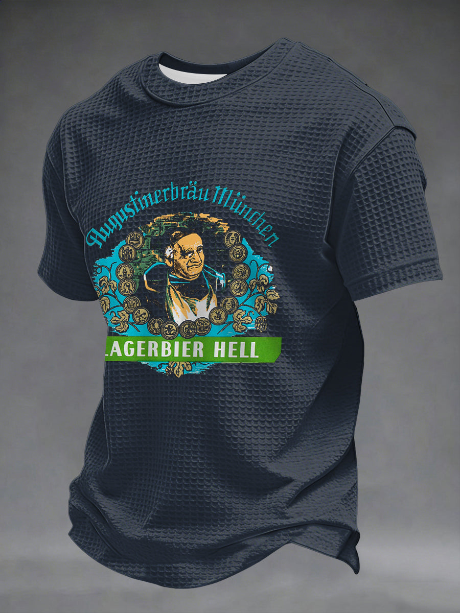 Herren-Bierliebhaber-Waffel-Shortsleeve-T-Shirt