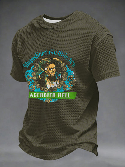 Herren-Bierliebhaber-Waffel-Shortsleeve-T-Shirt