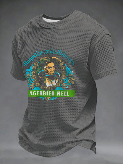 Herren-Bierliebhaber-Waffel-Shortsleeve-T-Shirt