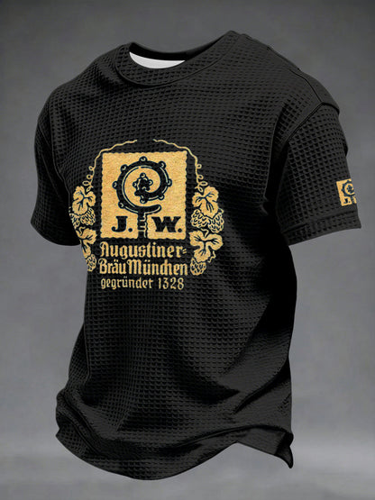 Herren-Bierliebhaber-Waffel-Shortsleeve-T-Shirt