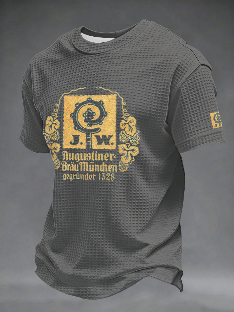 Herren-Bierliebhaber-Waffel-Shortsleeve-T-Shirt