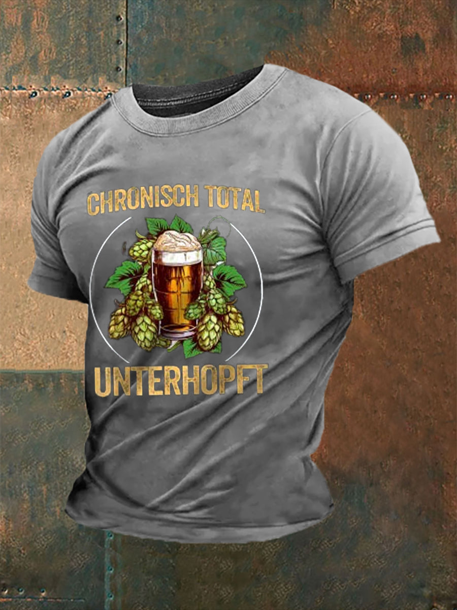 Unterhopft-bedrucktes Kurzarm-T-Shirt für Männer