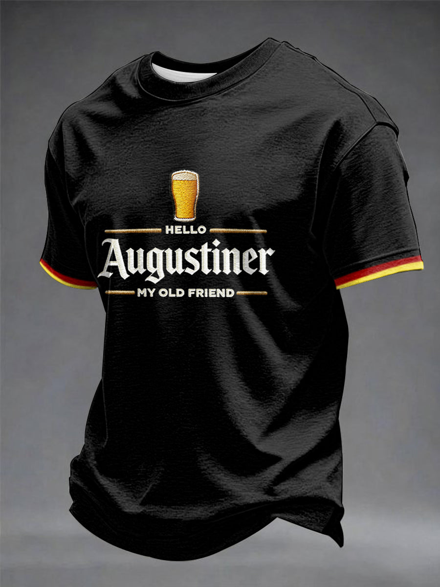 Herren-T-Shirt mit Bierliebhaber-Print und kurzen Ärmeln