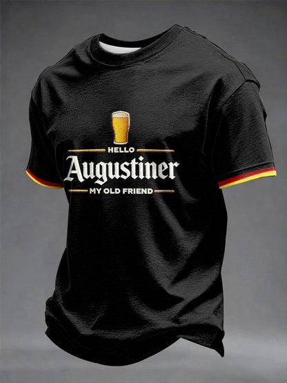 Herren-T-Shirt mit Bierliebhaber-Print und kurzen Ärmeln