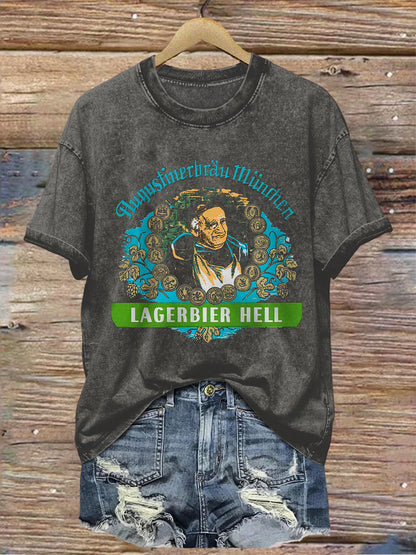 Kurzarm-T-Shirt für Damen Bier liebhaber