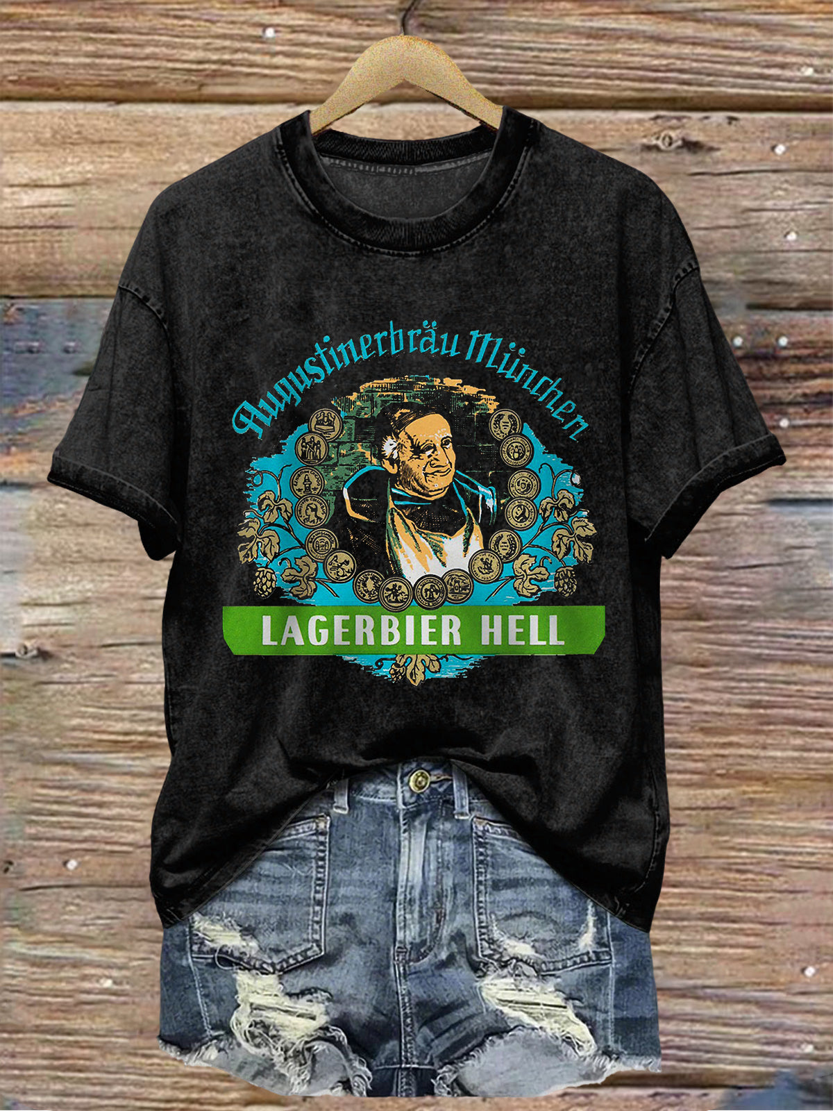 Kurzarm-T-Shirt für Damen Bier liebhaber