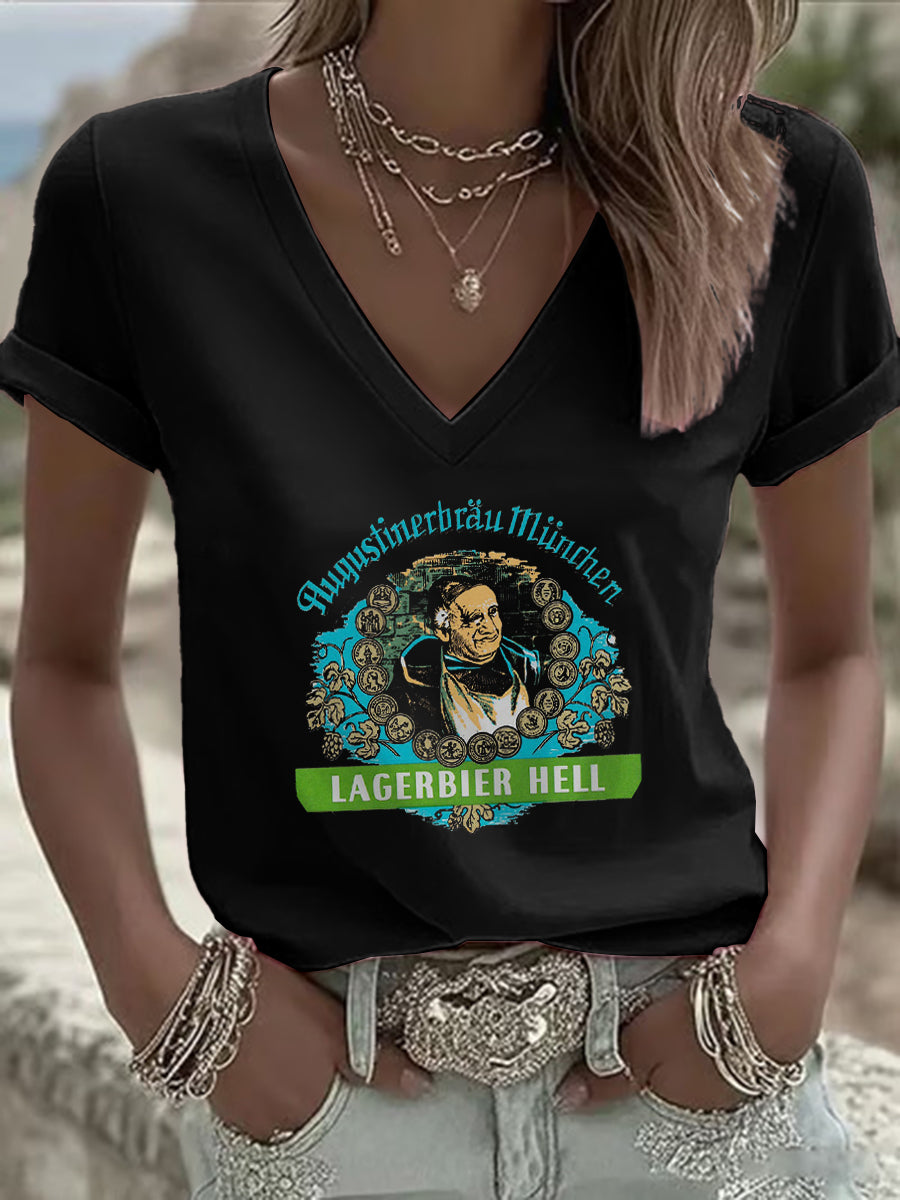 Kurzarm-T-Shirt für Damen Bier liebhaber