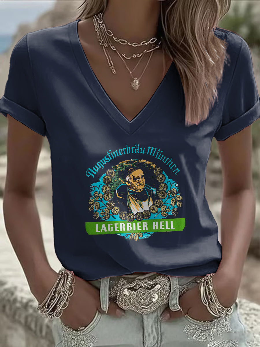 Kurzarm-T-Shirt für Damen Bier liebhaber