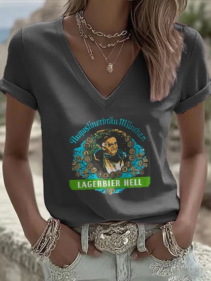 Kurzarm-T-Shirt für Damen Bier liebhaber