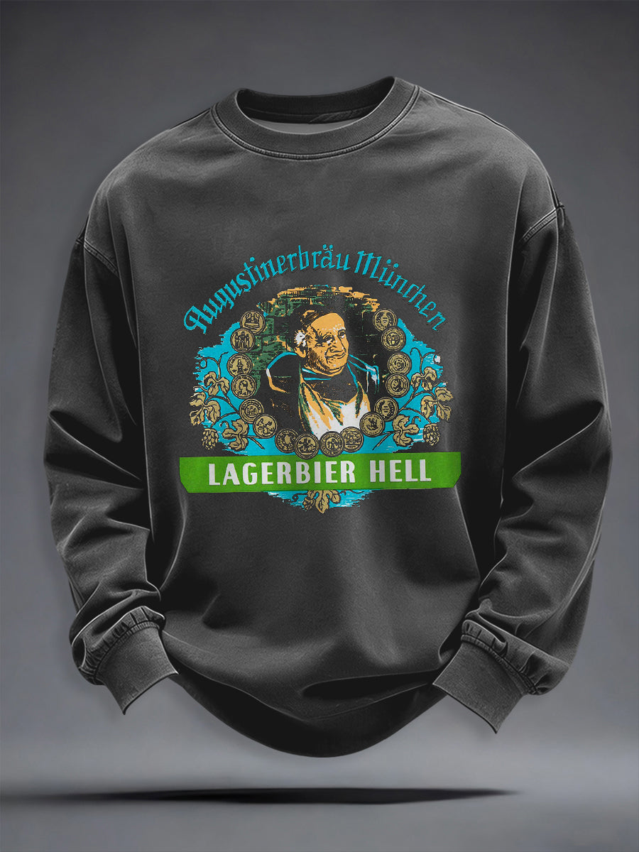 Herren-Bierliebhaber-Kapuzenpullover mit Rundhalsausschnitt