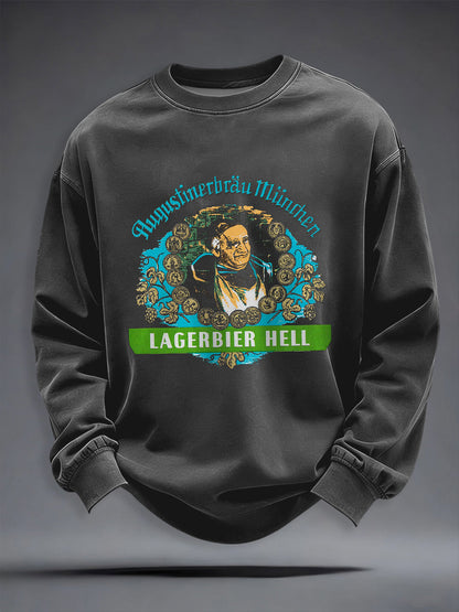 Herren-Bierliebhaber-Kapuzenpullover mit Rundhalsausschnitt