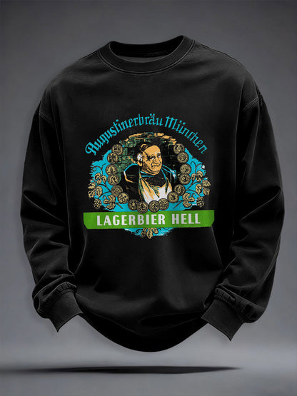 Herren-Bierliebhaber-Kapuzenpullover mit Rundhalsausschnitt