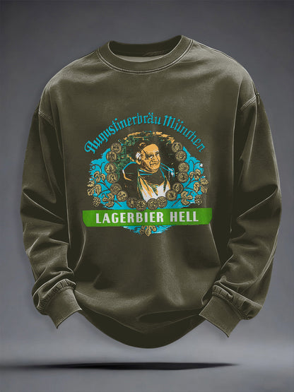 Herren-Bierliebhaber-Kapuzenpullover mit Rundhalsausschnitt
