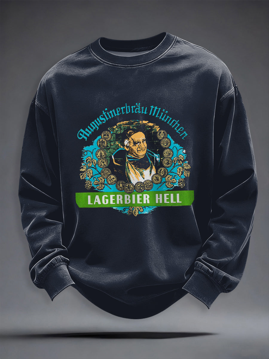 Herren-Bierliebhaber-Kapuzenpullover mit Rundhalsausschnitt