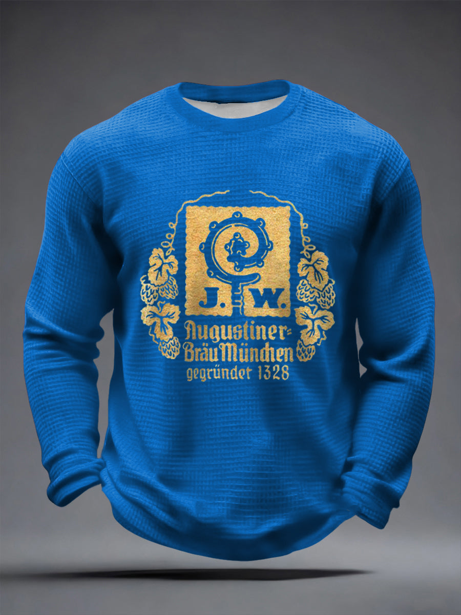 Herren-Bierliebhaber-Waffel-Longsleeve-T-Shirt