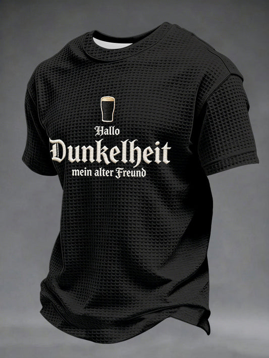 Herren-Druck-Waffelhemd mit dem Motiv „Hello Darkness My Old Friend“