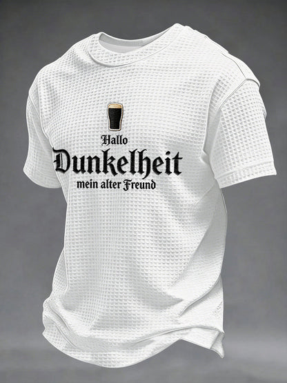 Herren-Druck-Waffelhemd mit dem Motiv „Hello Darkness My Old Friend“