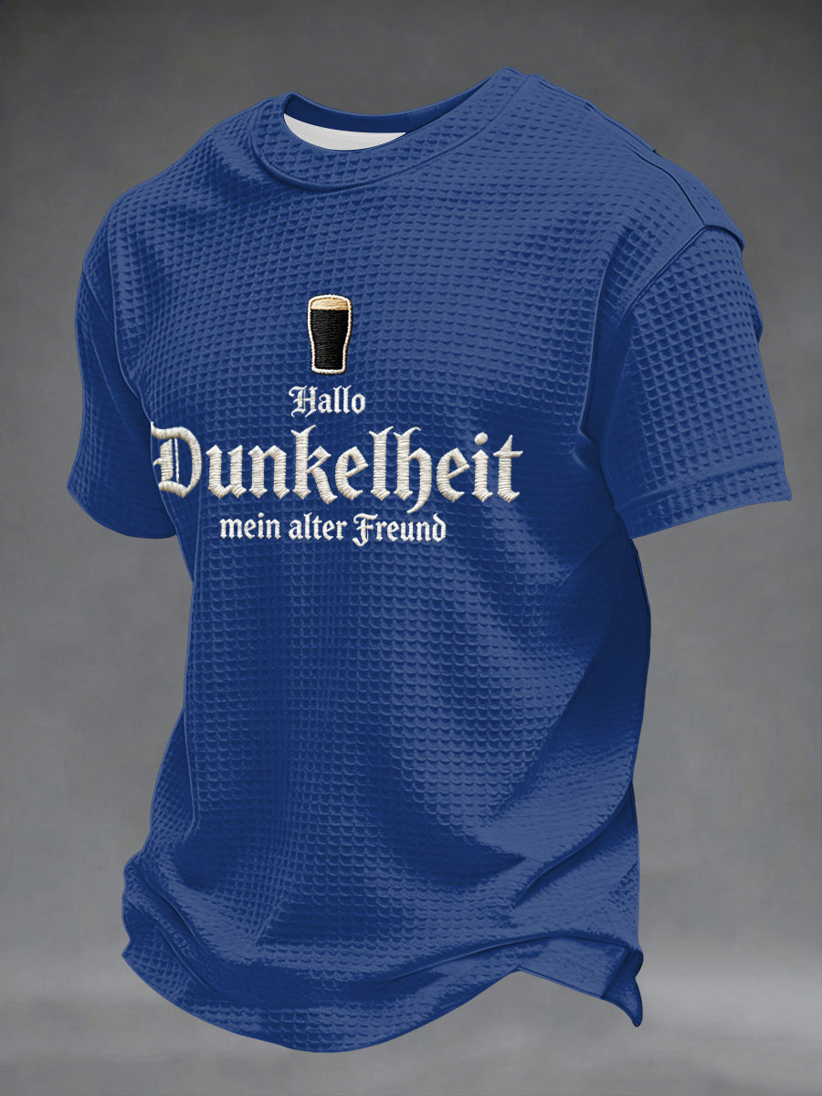 Herren-Druck-Waffelhemd mit dem Motiv „Hello Darkness My Old Friend“
