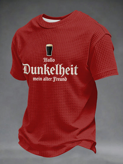 Herren-Druck-Waffelhemd mit dem Motiv „Hello Darkness My Old Friend“