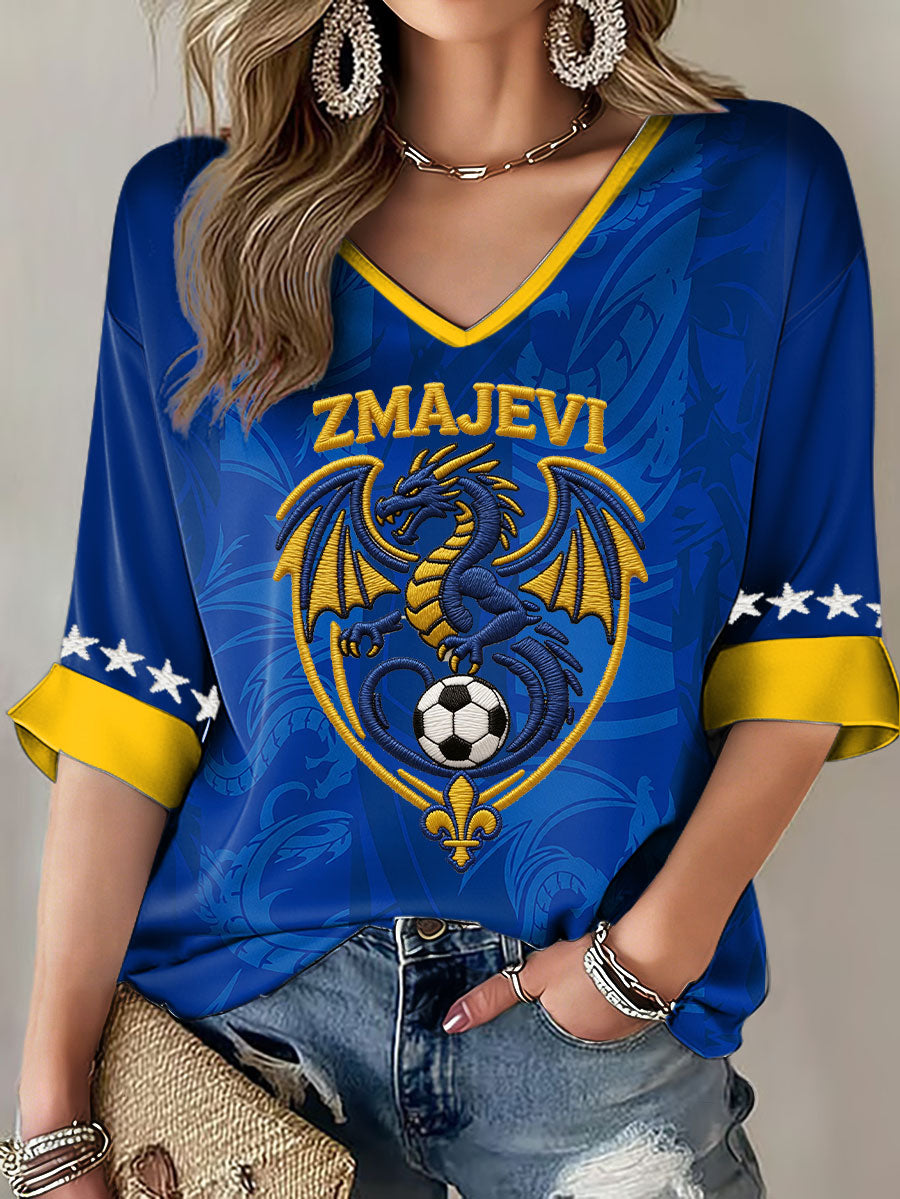 Damen-T-Shirt Bosnien ZMAJEVI Fußballfan-Print