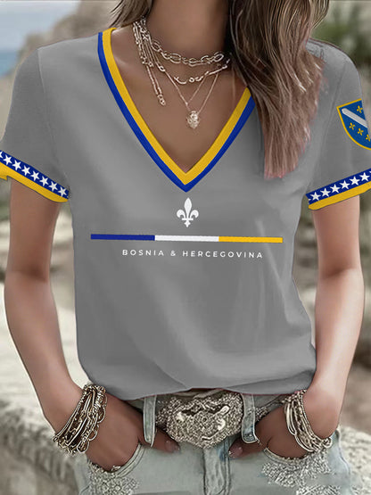 Damen-T-Shirt mit Bosnien-Fußballmotiv und ZMAJEVI-Print