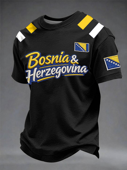 Herren Bosnien ZMAJEVI Fußballfan bedrucktes Kurzarm-T-Shirt