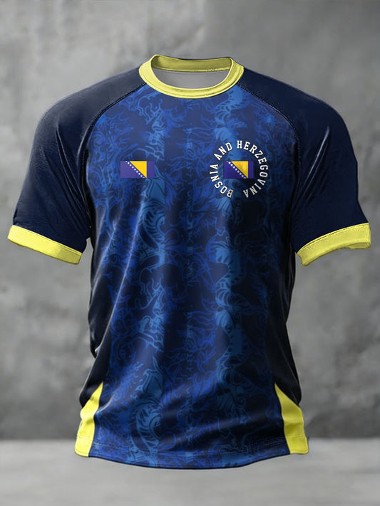 Herren Bosnien ZMAJEVI Fußballfan bedrucktes Kurzarm-T-Shirt