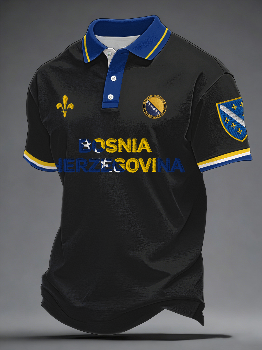 Herren Bosnien ZMAJEVI Fußballfan bedrucktes Poloshirt
