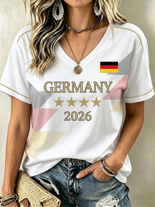 Damen-Graphic-T-Shirt für deutsche Fußballfans