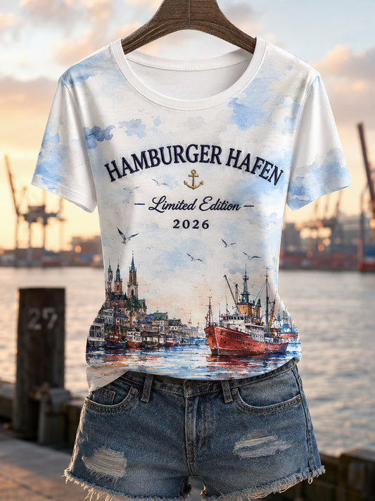 Damen-T-Shirt Hamburger Hafen 2026 Geburtstagsedition