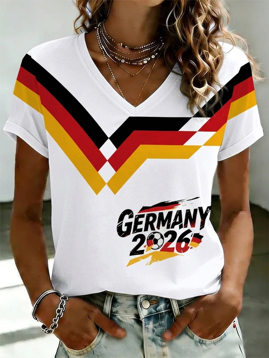 Frauen Deutschland Fußball Fan Print T-Shirt