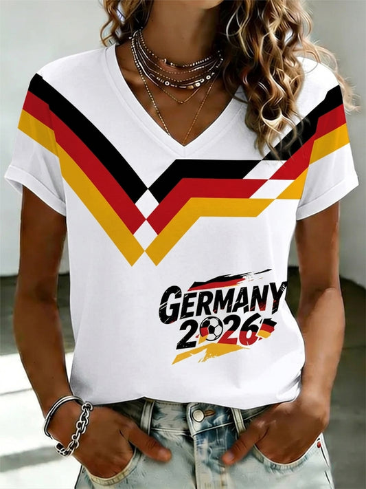 Frauen Deutschland Fußball Fan Print T-Shirt