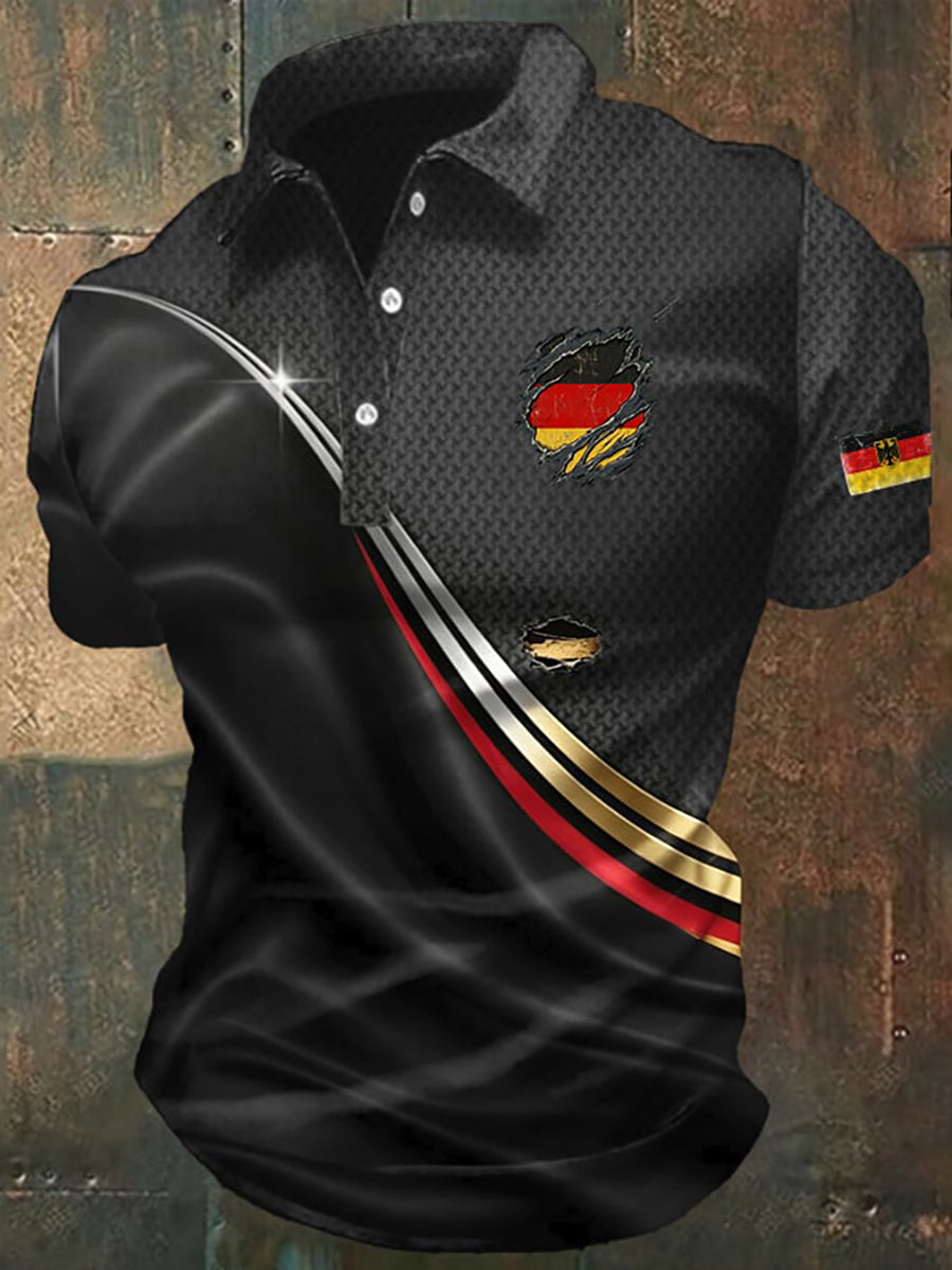 Männer Deutschland Fußball Fan Print Kurzarm Shirt