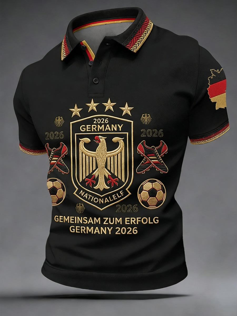 Männer Deutsches Fußballfan-Kurzarm-Shirt
