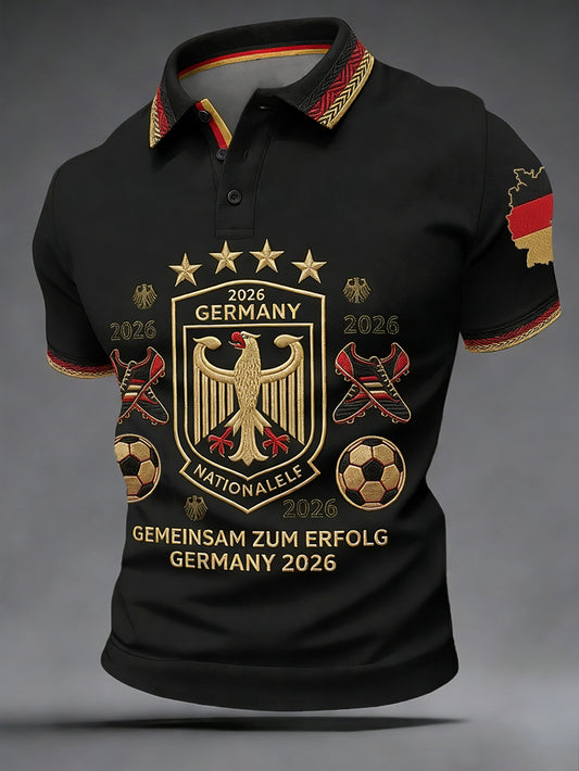 Männer Deutsches Fußballfan-Kurzarm-Shirt