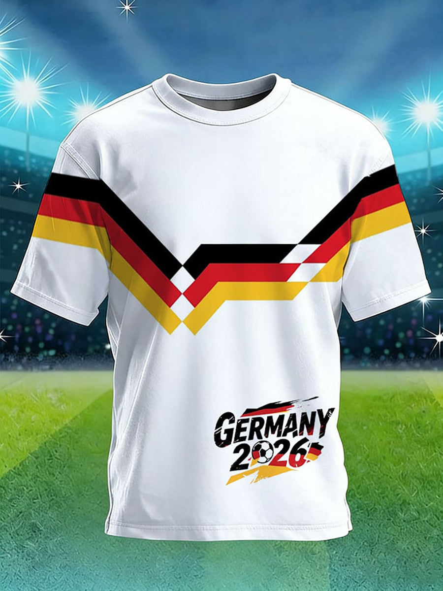 Herren-Fußballfan-Shirt aus Deutschland mit Aufdruck und kurzen Ärmeln