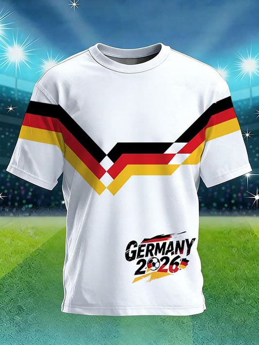 Herren-Fußballfan-Shirt aus Deutschland mit Aufdruck und kurzen Ärmeln