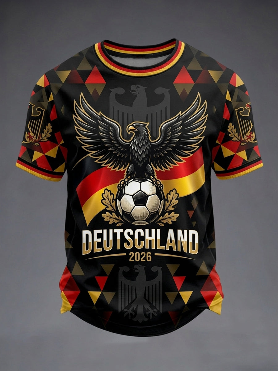 Herren-Fußballfan-T-Shirt aus Deutschland mit kurzen Ärmeln