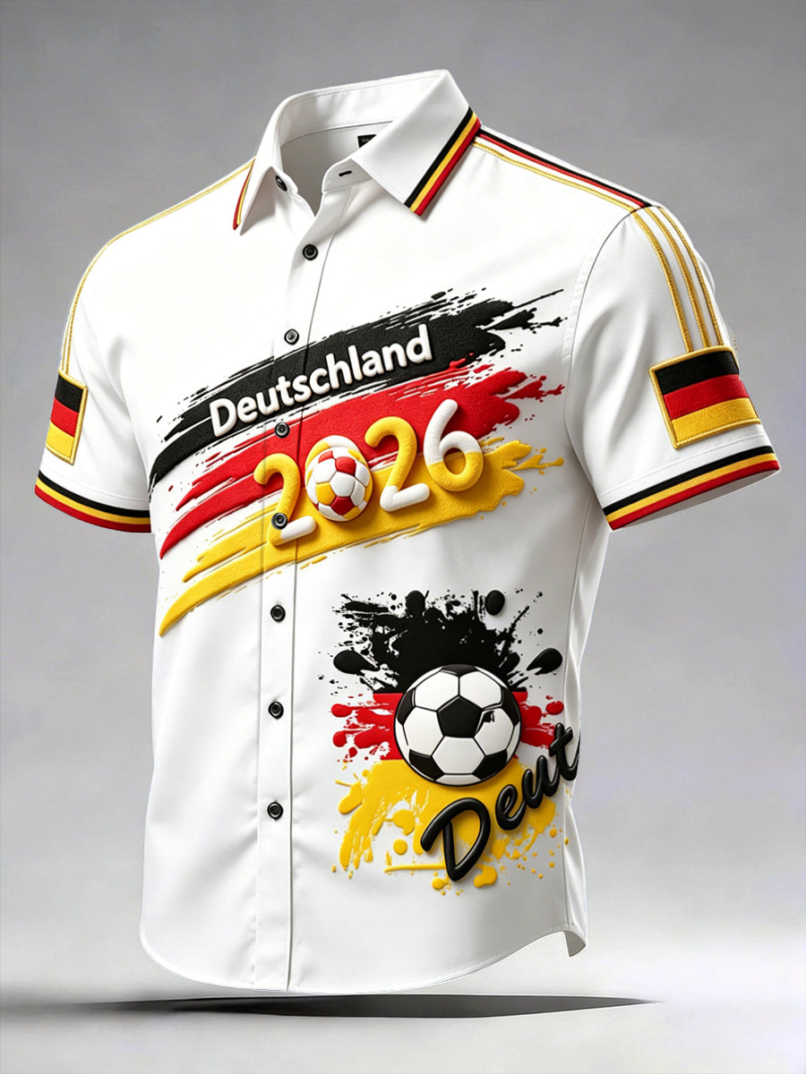 Herren Deutschland 2026 3D-gedrucktes lässiges Kurzarm hemd