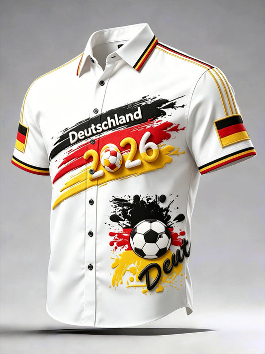 Herren Deutschland 2026 3D-gedrucktes lässiges Kurzarm hemd