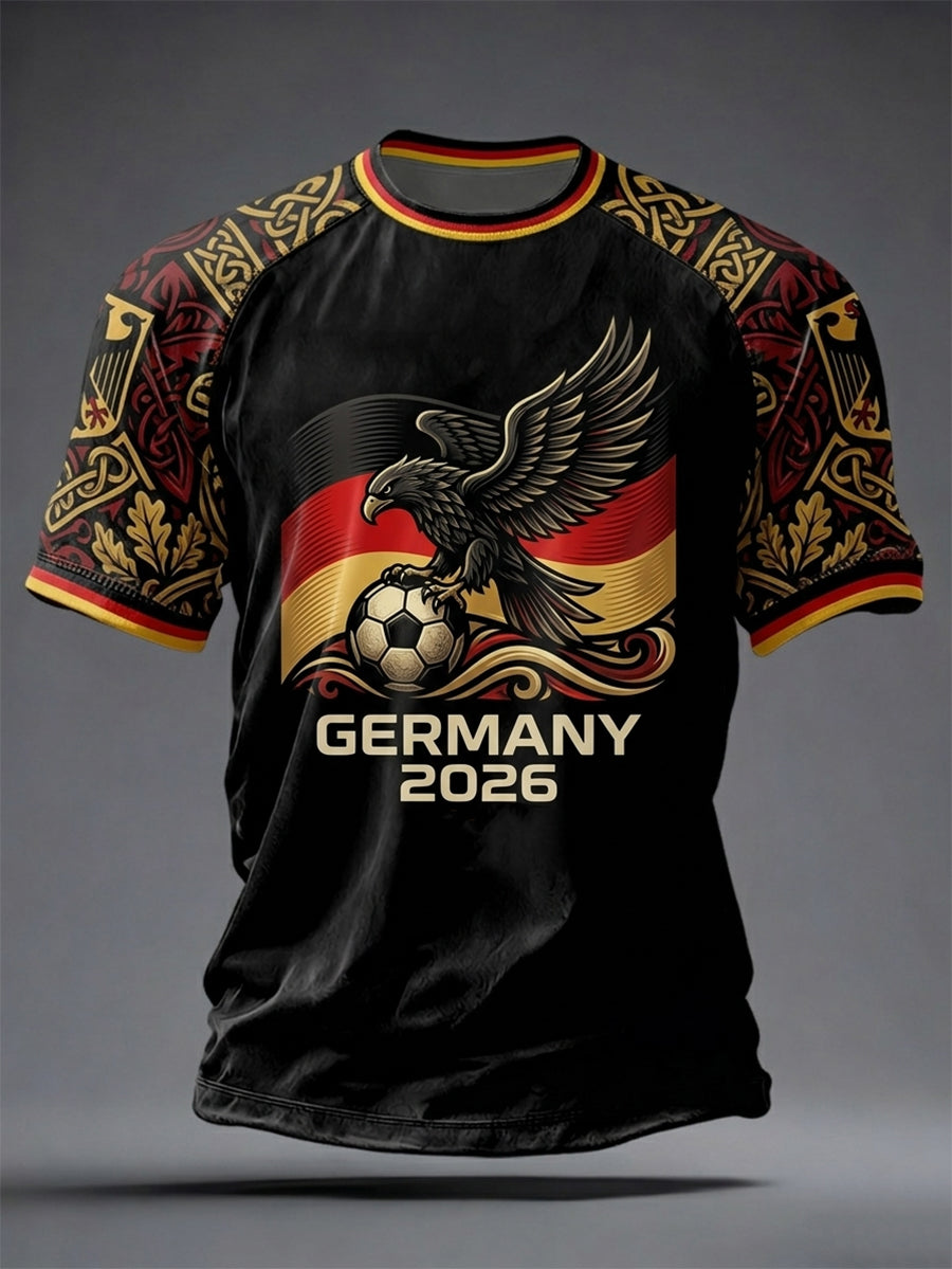 Herren-Fußballfan-T-Shirt aus Deutschland mit kurzen Ärmeln