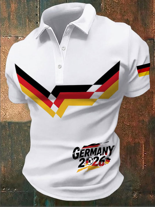Männer Deutschland Fußball Fan Print Kurzarm Shirt